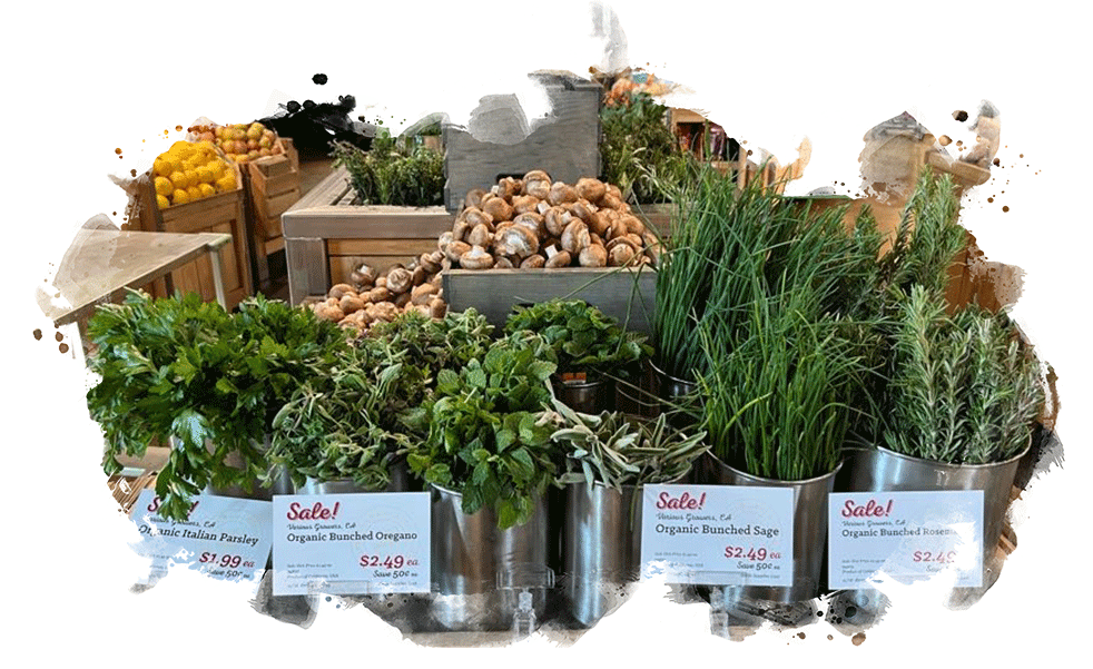 herb display at store